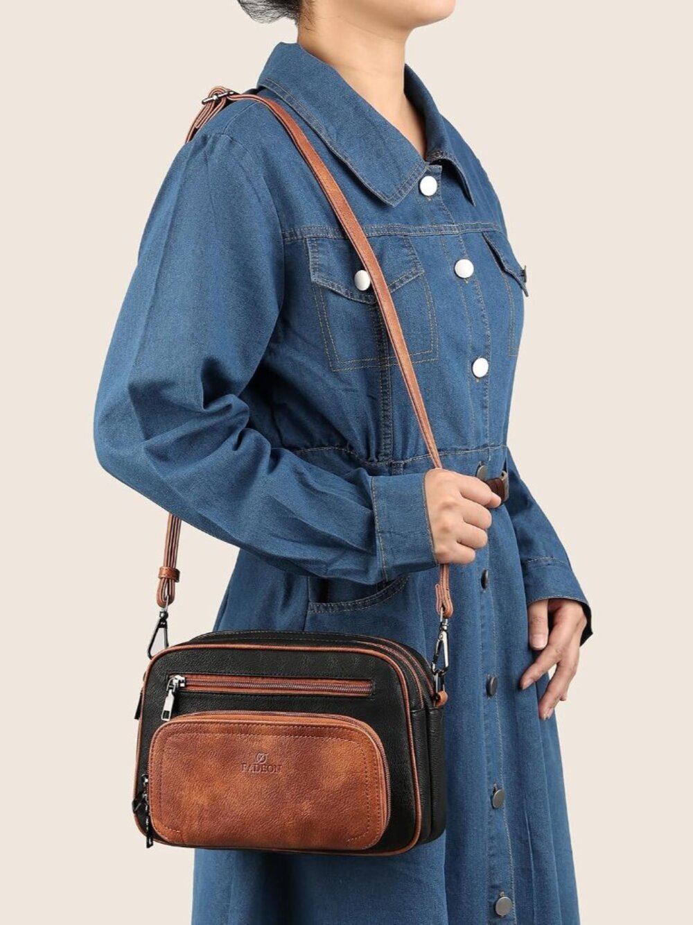 Crossbody Bags for Women Multi-pocket Leather Crossbody Purses, Designer Shoulde - Picture 8 of 9